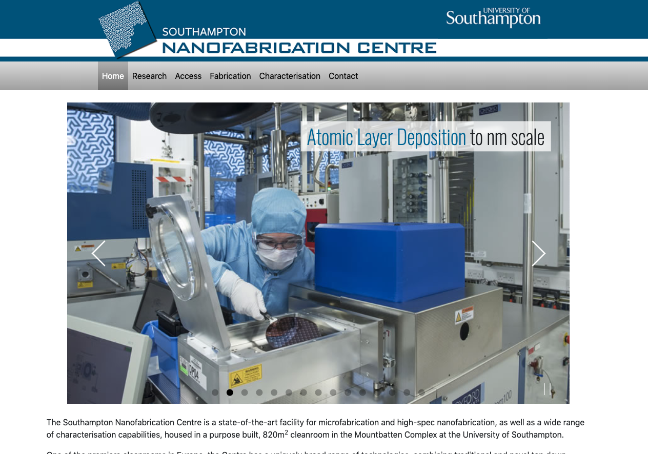 southampton nanofabrication centre website